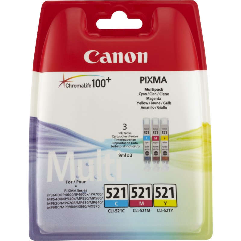 CLI-521 Multipack - 3er-Pack - 9 ml - Gelb, Cyan, Magenta